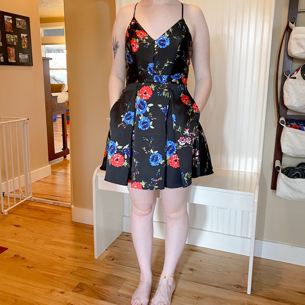 Black Floral Homecoming Dress